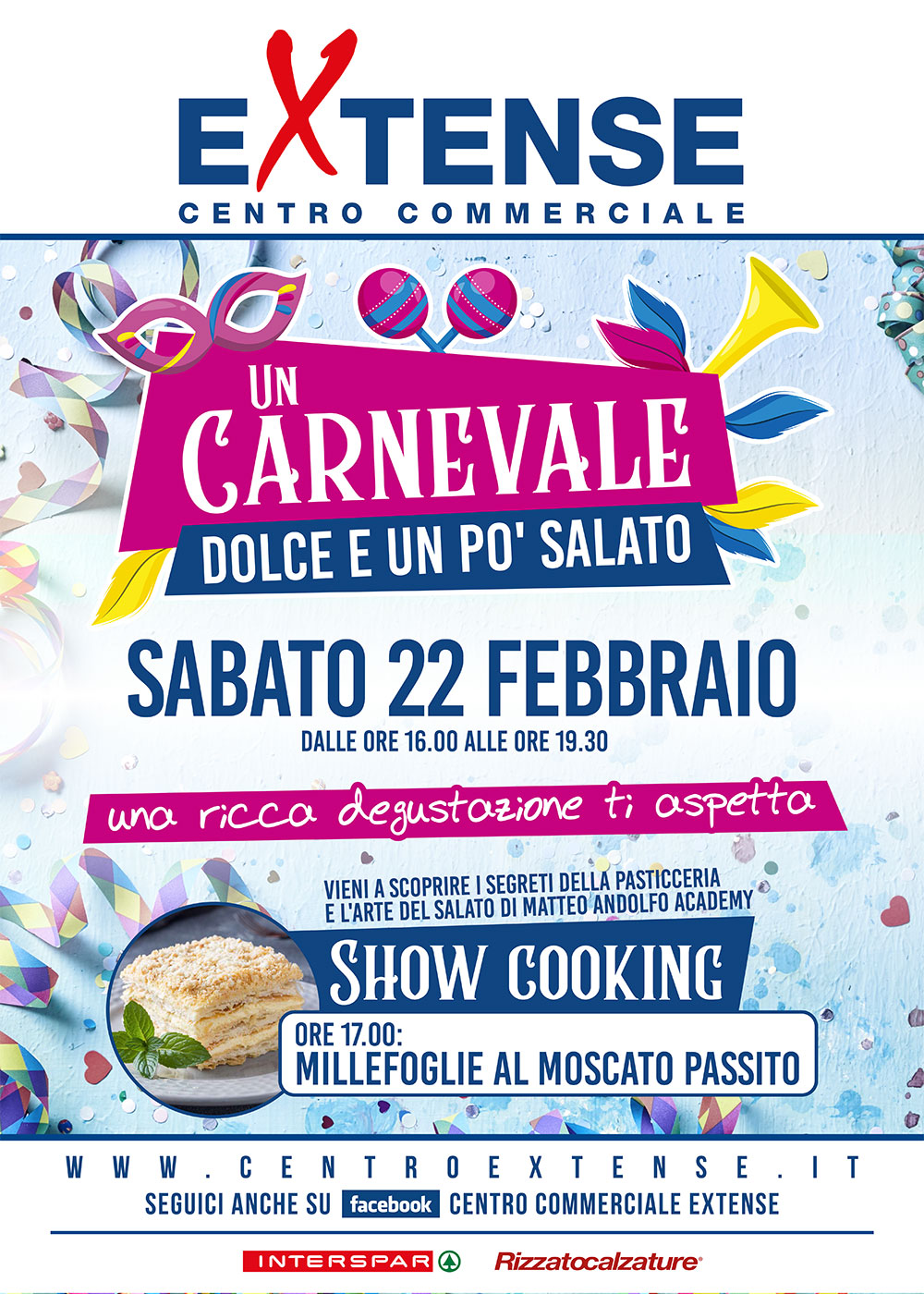 Carnevale 2020 - Centro Commerciale Extense - Sabato 22 febbraio 2020 – dalle 16.00 alle 19.30